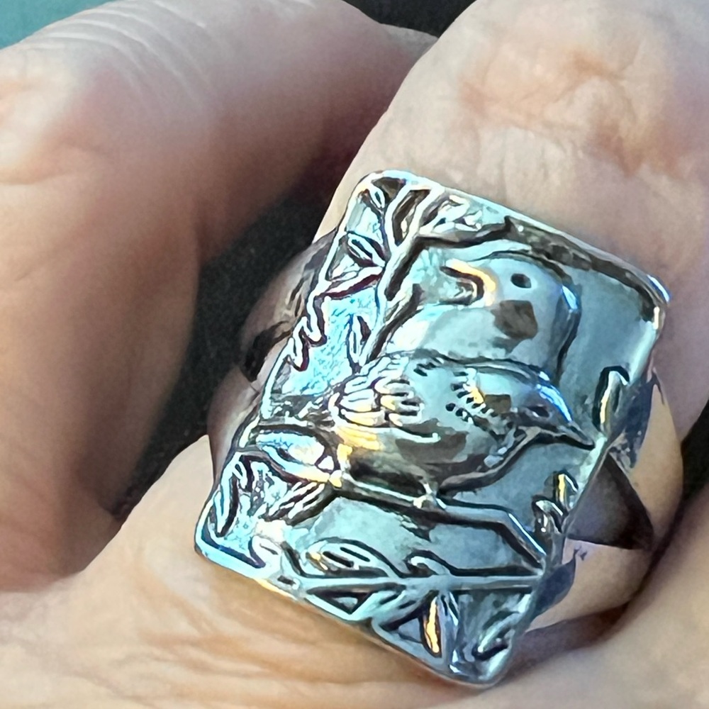 🆕️ 🐦Sterling silver birds relief ring - Picture 8 of 11
